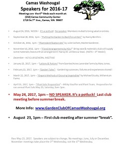 Last seasonal meeting for 2017-18 is May 24 – early start!